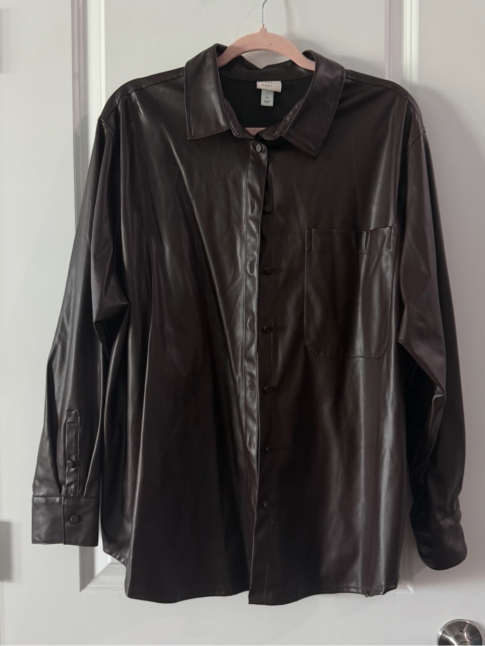 Womens’s Brown Faux Leather Shirt Jacket